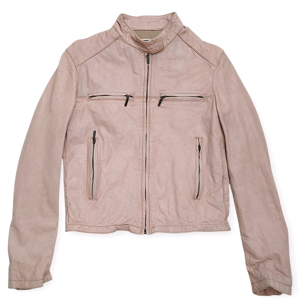 Express Moto Jacket Womens Small Pink 100% Genuine Leather Motorcycle Grunge Y2K